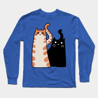 Tabby Cat and Black Cat Long Sleeve T-Shirt